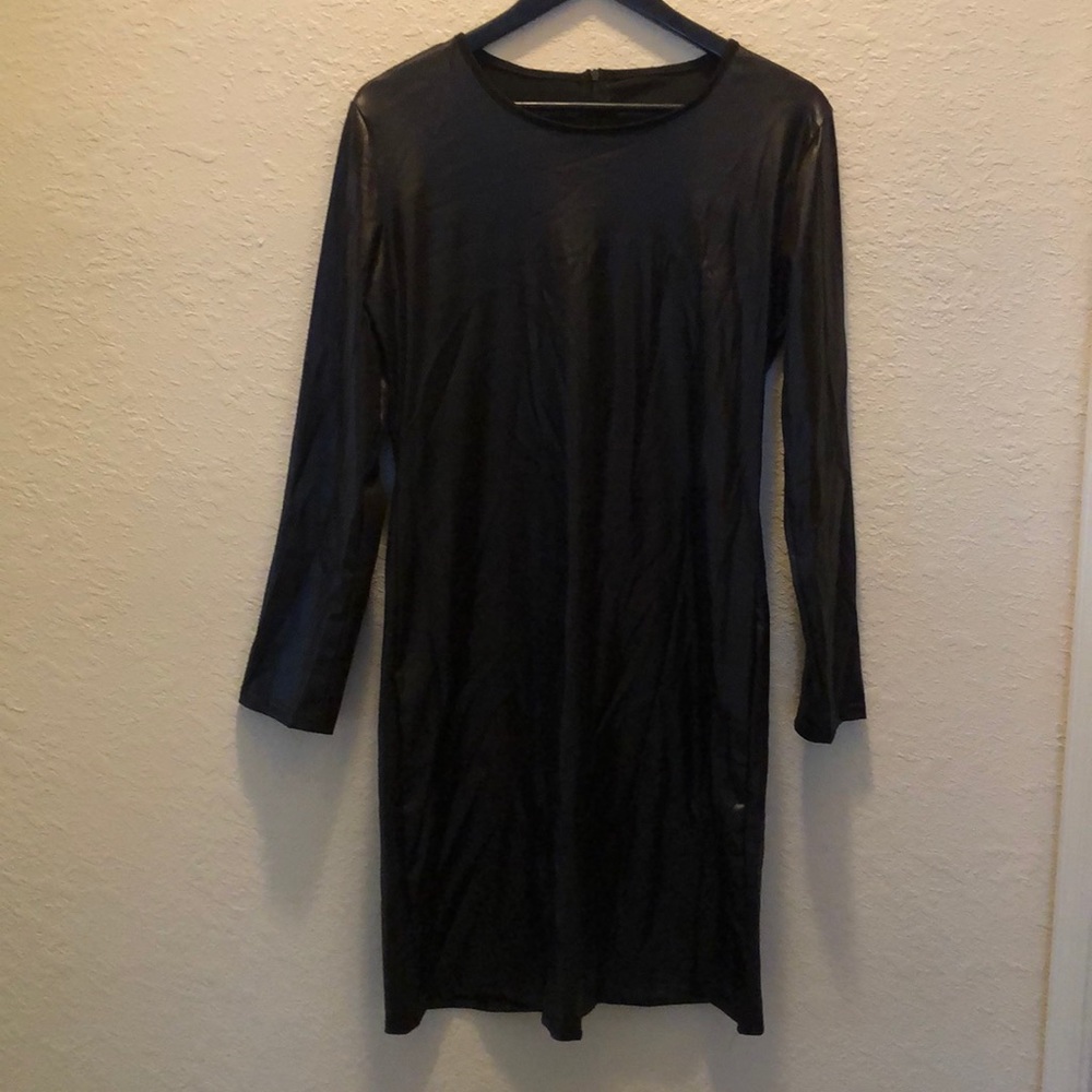 Brand new faux leather long sleeve dress